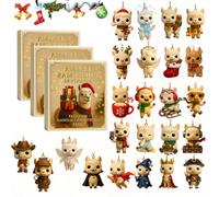Alpaca Christmas Adventure 2025 Advent Calendar, 24 Days Countdown Calendar Ornaments, 2D Acrylic Cute Llama Tree Decorations, Adorable Holiday Collectible Gift, for Lovers, Friends Surprises(3pcs)