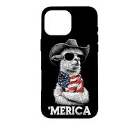 Alpaca Cowboy Hat Sunglasses American Flag Bandana Gator Case for iPhone 16 Pro Max