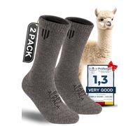 Alpaca Crew Socks 2 pairs for Men and Women,Thick Thermal Winter Hunting Socks Hiking,Moisture Wicking, Dark Camel, Large