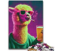 Alpaca Drinking A Drink Jigsaw Puzzles for Adults Teenagers Jigsaws Puzzle,Toys Educational Games Stress Relieving Wall Decoration (70X100cm)