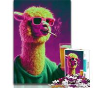 Alpaca Drinking A Drink Puzzles 1000 Pieces for Adults,Challenging To Complete But Fun And Humorous Unique Home Decor And Gifts 38x26cm