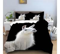 Alpaca Duvet Cover Sets White Color Bedding Sets with Zipper Closure Quilt Cover Microfiber, 1 Bed Duvet Cover 150x200 cm, 2 Pillowcases 50x75 cm -Ai2973