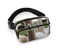 Alpaca Family Fanny Pack for Women Men Waist Bag Belt Bag Adjustable Casual Bag for Travel Sports Hiking, white, 7.9x5.1inches