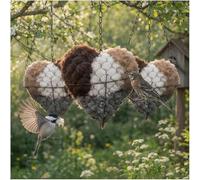 Alpaca Fiber Bird Nesting with Material, Handmade Bird Nesting Heart Fillable Birds Haven with 1 Heart Shape Nesting & 2 Bags of Nest Materials, Gifts for Hummingbirds Lover Home Garden Yard (3 PCS)