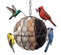 Alpaca Fiber Fird Nesting Heart,Refillable Bird Nest Material Holder,Alpaca Wool for Hummingbird Houses,Wild Birds Cage Accessories for Outside Garden Yard,Gifts for Birds Lovers