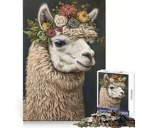 Alpaca Flower Wreath 1000-piece Jigsaw Puzzles Logical Skill Mindful Leisure Precise Join Thoughtful Gift (38x52cm)