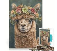 Alpaca Flower Wreath 1000 Pieces Puzzles for Adults Mind Exercise Play Precision Cut Smooth Edges Relaxing Indoor Group Activity (50x75cm)