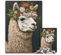 Alpaca Flower Wreath 1000Pc Adults Jigsaw Puzzle Paper Jigsaw Puzzles for Adults for Teenagers Couples And Friends for Birthdays Christmas 1000 PCS(38x26cm)