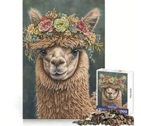 Alpaca Flower Wreath Puzzles for Adults 1000 Piece Enhance Recall Pleasant Downtime Precision Cut (50x75cm)