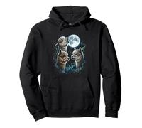 Alpaca Funny Howl Full Moon Weird Cursed Pullover Hoodie