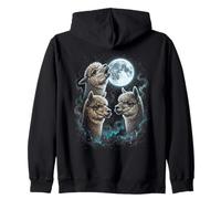 Alpaca Funny Howl Full Moon Weird Cursed Zip Hoodie