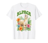 Alpaca Groovy Floral Alpaca Watercolor Boho Alpaca T-Shirt
