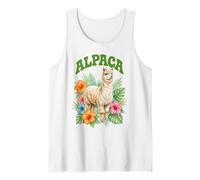 Alpaca Groovy Floral Alpaca Watercolor Boho Alpaca Tank Top