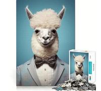 Alpaca in A Suit Teenagers 1000 Pieces Puzzle Memory Fun Game Clean Cut Sturdy Components Portable Travel Friendly Fun Game (38x52cm)