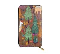 Alpaca in the forest Leather Wallet RFID Blocking Credit Card Case Large Capacity Money Organizer with Zipper Pocket - Slim Minimalist Cash Wallet for Men Women Phone Clutch Gift