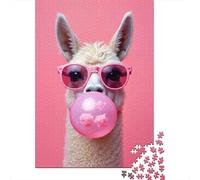Alpaca Jigsaw Puzzle for Adults 1000 Pieces Puzzle Game Pink Bubble Leisure Focus Home Decor Gift 52x38cm/1000pcs