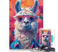 Alpaca Llama Art 1000 Jigsaw Puzzle Cognitive Fun Play Clean Cut Sturdy Components Quiet Time Mind Exercise at Home (50x75cm)