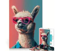 Alpaca Llama Art 1000 Piece Jigsaw Puzzles Memory Train Fun Smooth Burr Free Surface Entertaining Challenge for Spare Time (38x52cm)