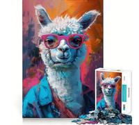 Alpaca Llama Art 1000-piece Jigsaw Puzzles Think Exercise Game Tight Interlock No Gaps Interactive Brain Challenge for Home (50x75cm)