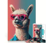 Alpaca Llama Art 1000 Piece Jigsaws for Adults Mind Train Fun Precision Cut Smooth Edges Absorbing Activity for Quiet Nights (38x26cm)