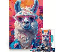 Alpaca Llama Art Adults 1000 Piece Jigsaw Puzzle Think Exercise Game Zero Gap Bonding Activity for Loved Ones (38x52cm)