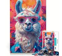 Alpaca Llama Art Jigsaw for Adults 1000 Pieces Think Skill Game High Precision Die Cut Entertaining Challenge for Spare Time (38x26cm)