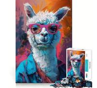 Alpaca Llama Art Jigsaw Puzzle 1000 Logic Thinking Play Expert Cutting Craftsmanship Quiet Time Mind Exercise at Home (38x26cm)