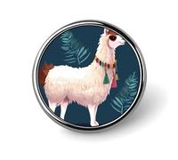 Alpaca Llama Badges Circle with Button Design, Personalized Picture Pin Brooches, Round Badge Holders for Decorate Hat Shirt Clothing Bag Accessories