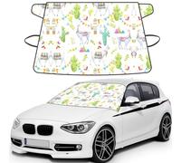 Alpaca Llama Cactus Flag Mountain Print Car Windshield Sun Shade, Oxford Winter Windshield Cover For Snow Ice Uv Secure For All-Season