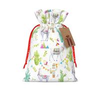 Alpaca Llama Cactus Flag Mountain Print Festive Red Drawstring Bag, Small Favors Pouch Ideal For Christmas Party Gifting-S Size