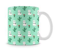 Alpaca Llama Cactus Pastel Pattern Gift Ceramic Mug Coffee-Tea-Cocoa Soup Daily use Mug Birthday Gift. (11 OZ White Ceramic Mug)