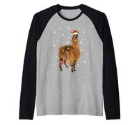 Alpaca Llama Christmas Lights Funny Santa Animal Lover Xmas Raglan Baseball Tee