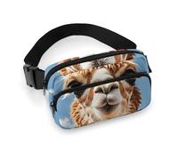 Alpaca Llama Fanny Pack for Women Men Waist Bag Belt Bag Adjustable Casual Bag for Travel Sports Hiking, white, 7.9x5.1inches