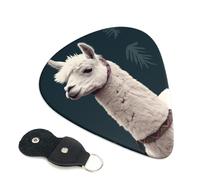 Alpaca Llama Guitar Picks 6 Pcs, 0.46mm Thickness Celluloid Plectrum with Leather Picks Holder, Personalized Guitar Pick for Bass Electric Acoustic Guitars Lovers Gift