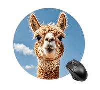 Alpaca Llama Mouse Pad Round Laptop Mouse Mat Cute Computer Mousepad Keyboard Pad Non-Slip Desk Pads for Gaming Office Work Home