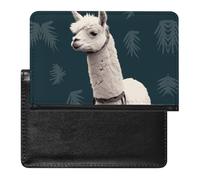 Alpaca Llama Passport Holder with 3 Card Slots, Portable PU Leather Travel Wallet, Slim Protective Cover for Passport, ID, Credit Cards