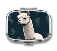 Alpaca Llama Pill Box 2 Compartment - Small Metal Medicine Organizer Portable Pill Case for Purse Pocket Travel Vitamin Organizer for Men Women, BPA-Free