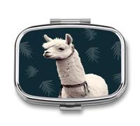 Alpaca Llama Pill Case 2 Compartments Metal Small Pill Box Travel Pill Organizer Portable Pill Container Mini Daily Pill Holder Vitamin Container Fish Oil