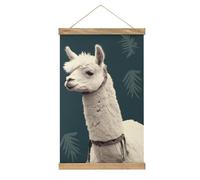 Alpaca Llama Poster Hanger Frame Linen Modern Wall Art Wooden Canvas Artwork Print Personalized Hanging Painting Wall Decor for Bathroom Office Room Bedroom Decor 13X20 Inch