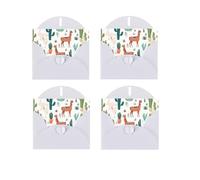 Alpaca Llama Print Blank Greeting Cards, Love Buttons, Pearl Paper Envelopes Suitable For Various Occasions - Anniversary Cards, Thank You Cards, Holiday Cards, Wedding Cards, Congratulations.