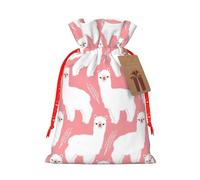 Alpaca Llama Print Christmas Drawstring Gift Bag, Burlap Favor Pouch For Birthday And Holiday Celebrations-S Size