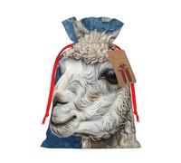 Alpaca Llama Print Christmas Drawstring Holiday Candy Bag Xmas Sacks Reusable Wrapping Bags Party Favor