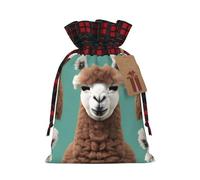 Alpaca Llama Print Festive Christmas Drawstring Gift Bags For Xmas Decorative Present Wrapping Needs