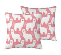 Alpaca Llama Print Pack Of 2 Couch Throw Pillow Covers, Decorative Linen Pillow Covers,For Sofa Bed Living Room