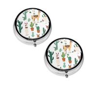 Alpaca Llama Print Pill Box 3 Compartment Medicine Pill Case,Portable for Pocket Or Purse Pill Organizer Decorative Metal Medicine Vitamin Organizer Unique Gift