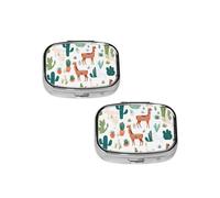 Alpaca Llama Print pilldispenser 2 Compartment Medicine Case, Portable pilldispenser for Pocket Or Purse Pillbox