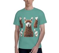 Alpaca Llama Print Short Sleeve Crew Neck T-Shirt Fashionable Casual Summer Comfortable Everyday Use Black