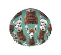 Alpaca Llama Print Shower Cap For Women Lightweight Reusable Softdouble Waterproof Layers Leakproof.