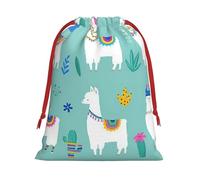Alpaca Llama Print Soft Flannel Drawstring Gift Bags Fleece Gift Pouches for Christmas Halloween Holiday Party S