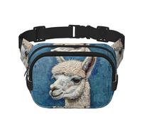 Alpaca Llama Print Square Double Layer bag Waist Bag Trendy Pack Travel Bag with Adjustable Bel, Black, One Size